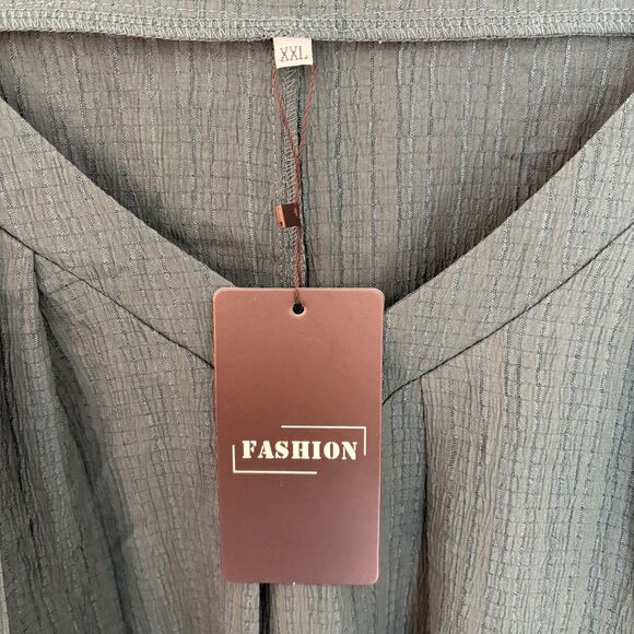 Women’s Dark Green Maxi Dress V-Neck Ruffle Sleeve Belted Size XXL NWT - Picture 7 of 8